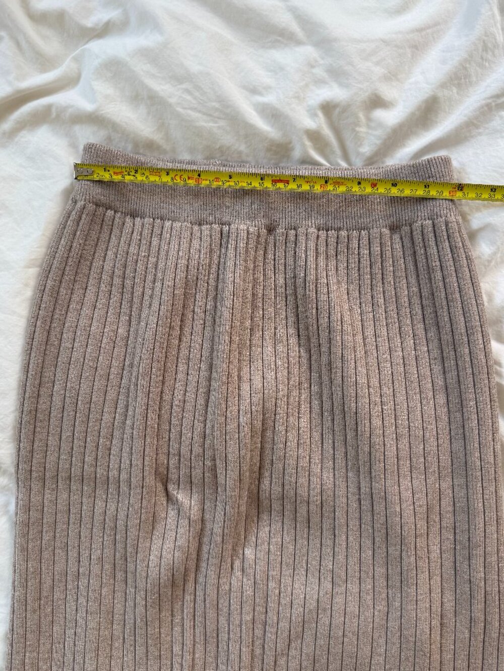 Brown Knit Pencil Midi Skirt (S)